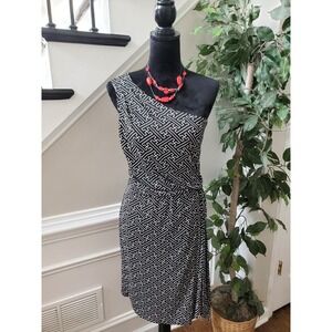 Banana Republic Womens Polyester One Shoulder Off Sleeveless Knee Length Dress 8